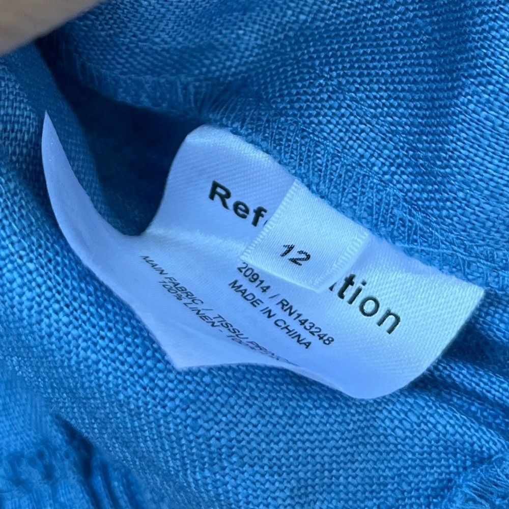 REFORMATION KAMREN TWO-PIECE LINEN DRESS IN PARISIAN BLUE size 12 - Picture 7 of 9